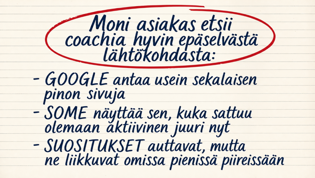Usein on vaikea löytää valmentaja netistä